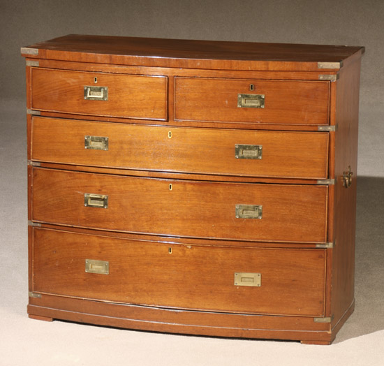 Appraisal: George III Style Brass Mounted Mahogany Bow-Front Campaign Chest of