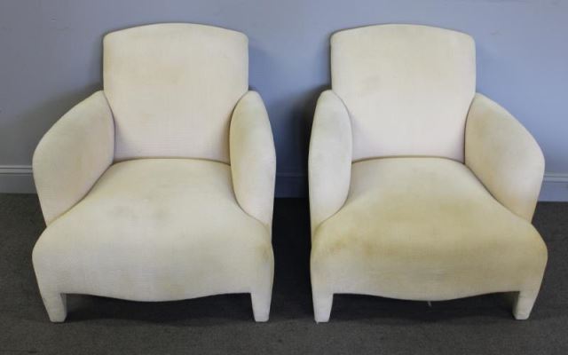 Appraisal: Pair of Modern Donghia Upholstered Arm Chairs Labeled Donghia to