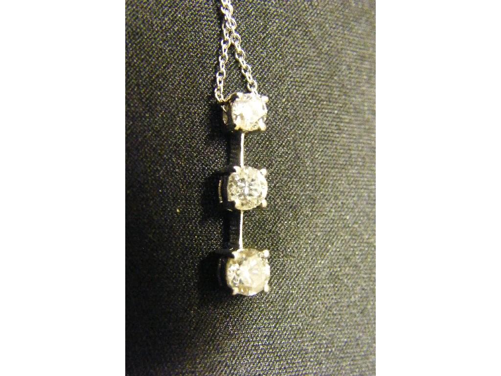 Appraisal: ct white gold trilogy diamond pendant on a slender ct