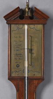 Appraisal: English Inlaid Mahogany Stick Barometer th c the broken arch