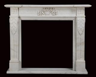 Appraisal: Louis XVI inspired hand carved marble mantel Louis XVI inspired