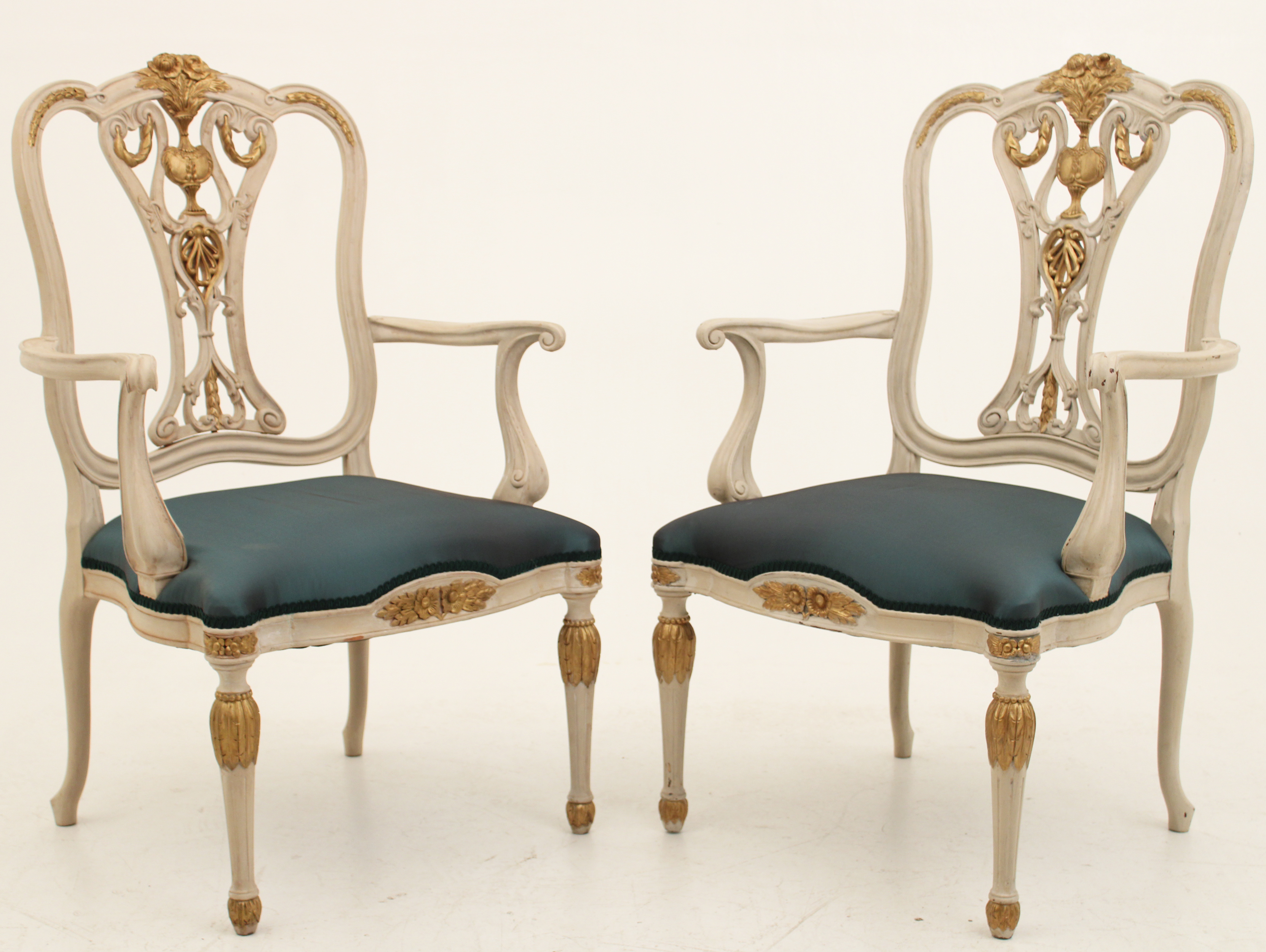 Appraisal: PR OF REGENCY STYLE PAINTED ARM CHAIRS Pair of large