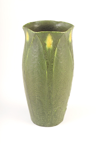 Appraisal: GRUEBY Vase by Wilhemina Post with tooled and applied full-height