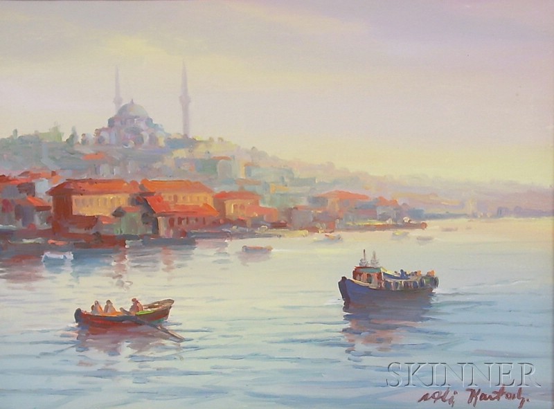 Appraisal: Framed Oil on Canvas View of Istanbul Turkey Southeast European