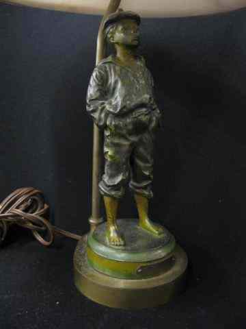 Appraisal: Bronzed Figural Lamp of Young Boy ''Whistler'' '' body