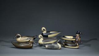 Appraisal: Seven Miniature Decoys Robert Seabrook b Seven Miniature DecoysRobert Seabrook