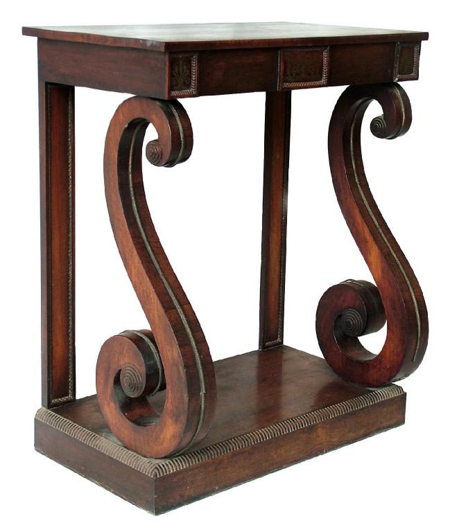 Appraisal: Small Regency rosewood console table the frieze with three gadrooned