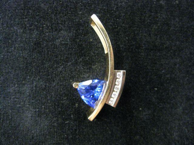 Appraisal: Tanzanite Diamond Pendant or Slide carat triangular gem with diamonds