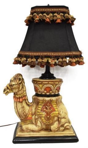 Appraisal: Figural table lamp late th c having bell-form black linen