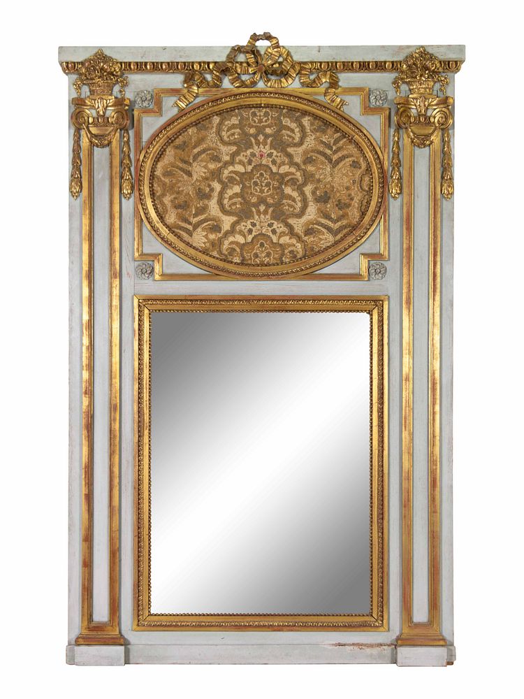 Appraisal: A Louis XVI Style Painted and Parcel Gilt Trumeau Mirror