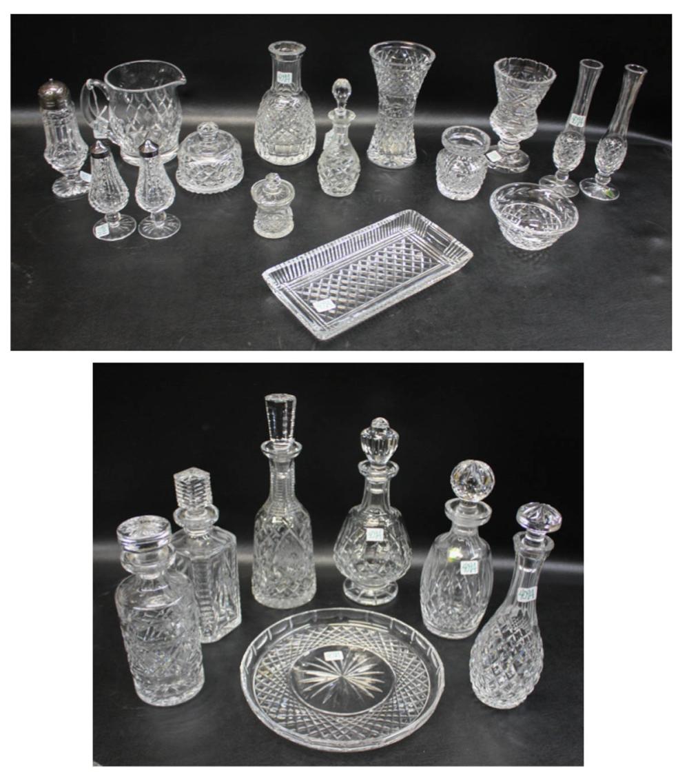 Appraisal: TWENTY-TWO WATERFORD TABLEWARE ITEMS comprised of decanters one lacks stopper