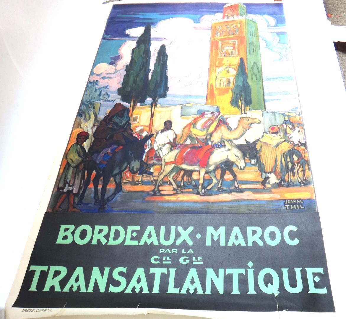 Appraisal: A vintage travel poster Bordeaux-Maroc Par La Cie Gle Transatlantique