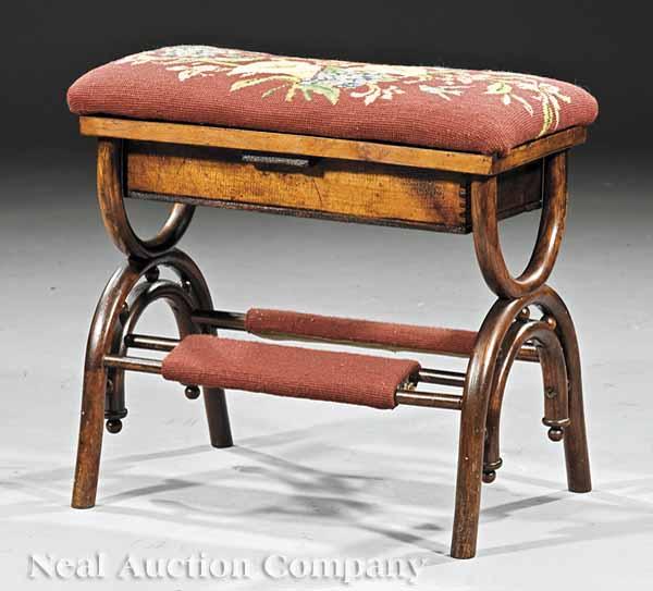 Appraisal: An American Art Nouveau Bentwood Sewing Stool late th c