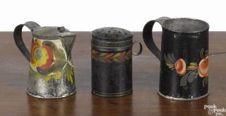 Appraisal: Toleware syrup th c together with a mug and a