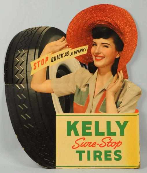 Appraisal: Kelly Tires Cardboard Cutout Sign s with medium wear and