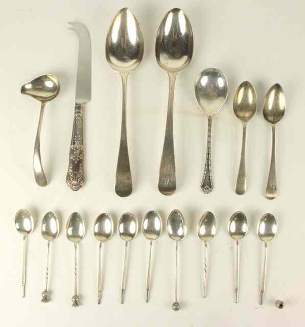 Appraisal: Two Old English pattern silver table spoons London and six