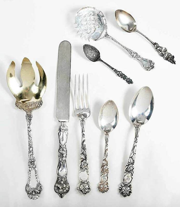 Appraisal: Twenty Five Pieces Sterling Floral Flatware American th century including