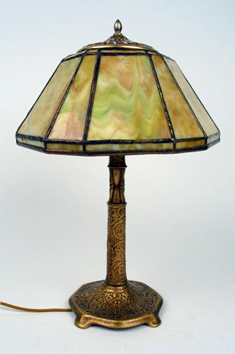 Appraisal: TIFFANY SIGNED TABLE LAMP The gilt bronze zodiac pattern pedestal