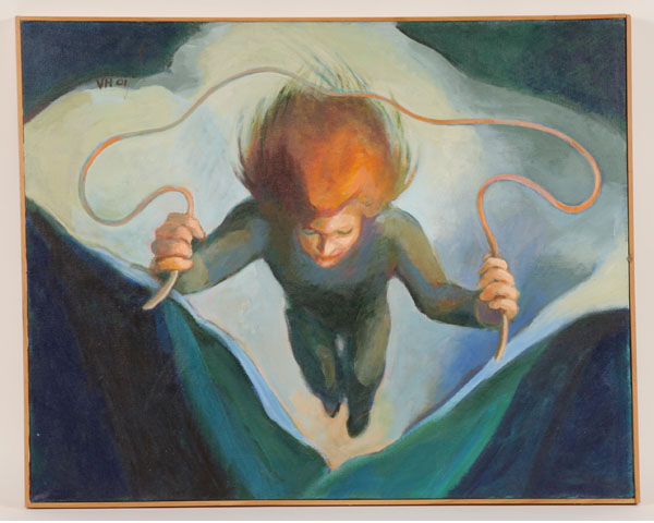 Appraisal: Doris Vlasek-Hails American - ethereal figure with jump rope acrylic