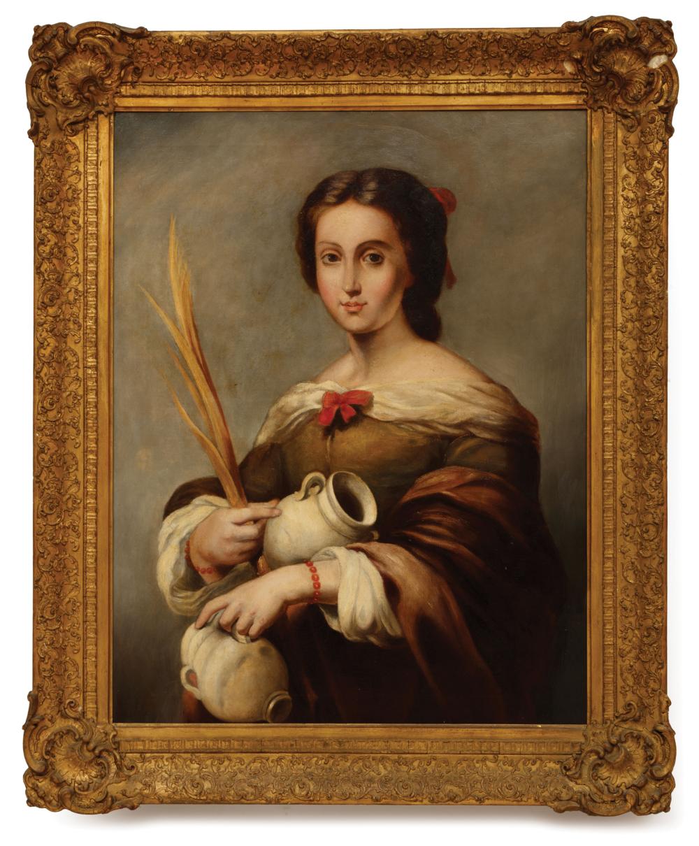 Appraisal: After Bartolom Esteban Murillo Spanish - Santa Rufina oil on