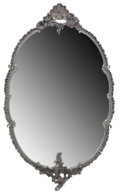 Appraisal: Louis XV style pewter framed mirror th c having shell