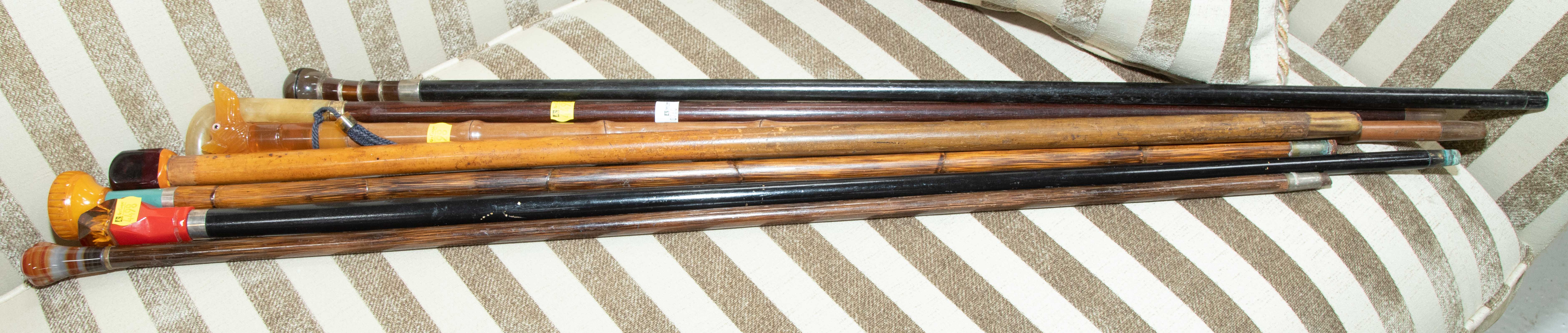 Appraisal: SELECTION OF SEVEN WALKING STICKS CANES Includes inside an ebonized