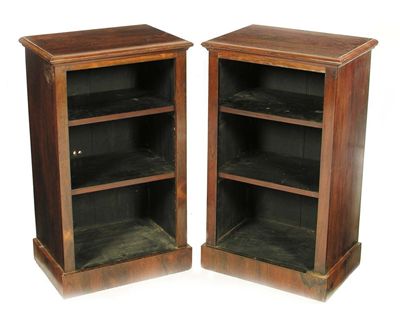 Appraisal: A pair of Victorian rosewood low bookcases each with a