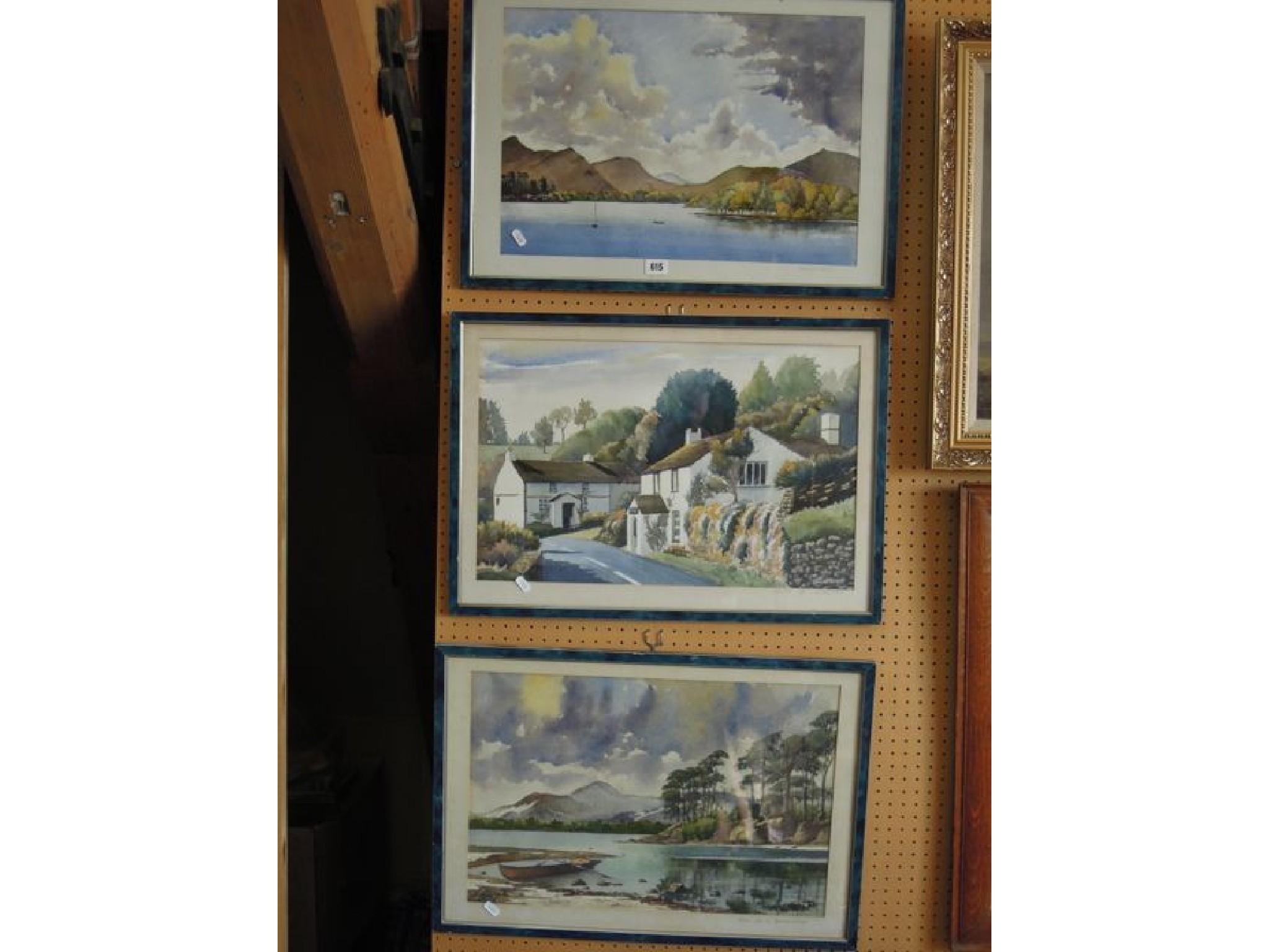 Appraisal: Three watercolours of lakeland subjects including Derwent Water Winster near