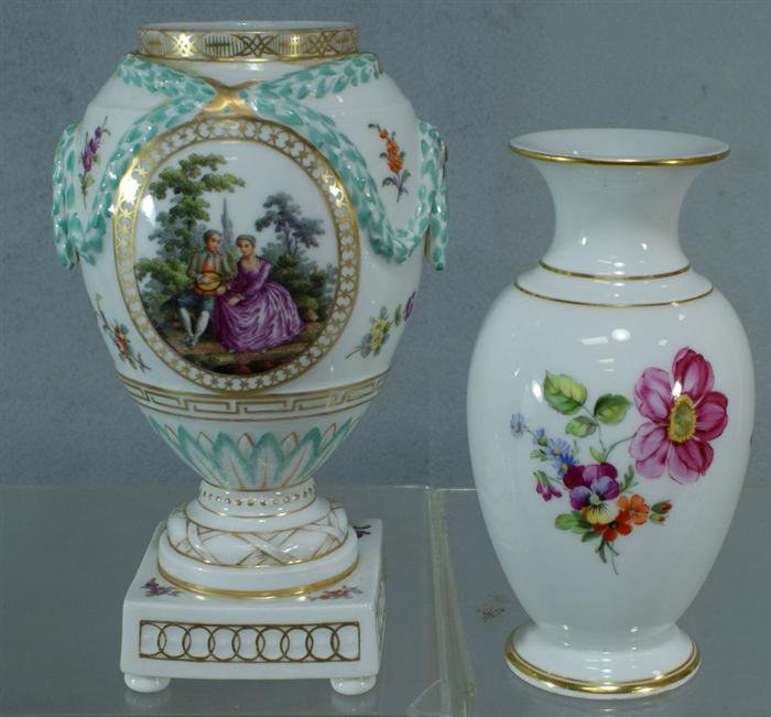 Appraisal: KPM porcelain jar missing lid HP garden decoration h with