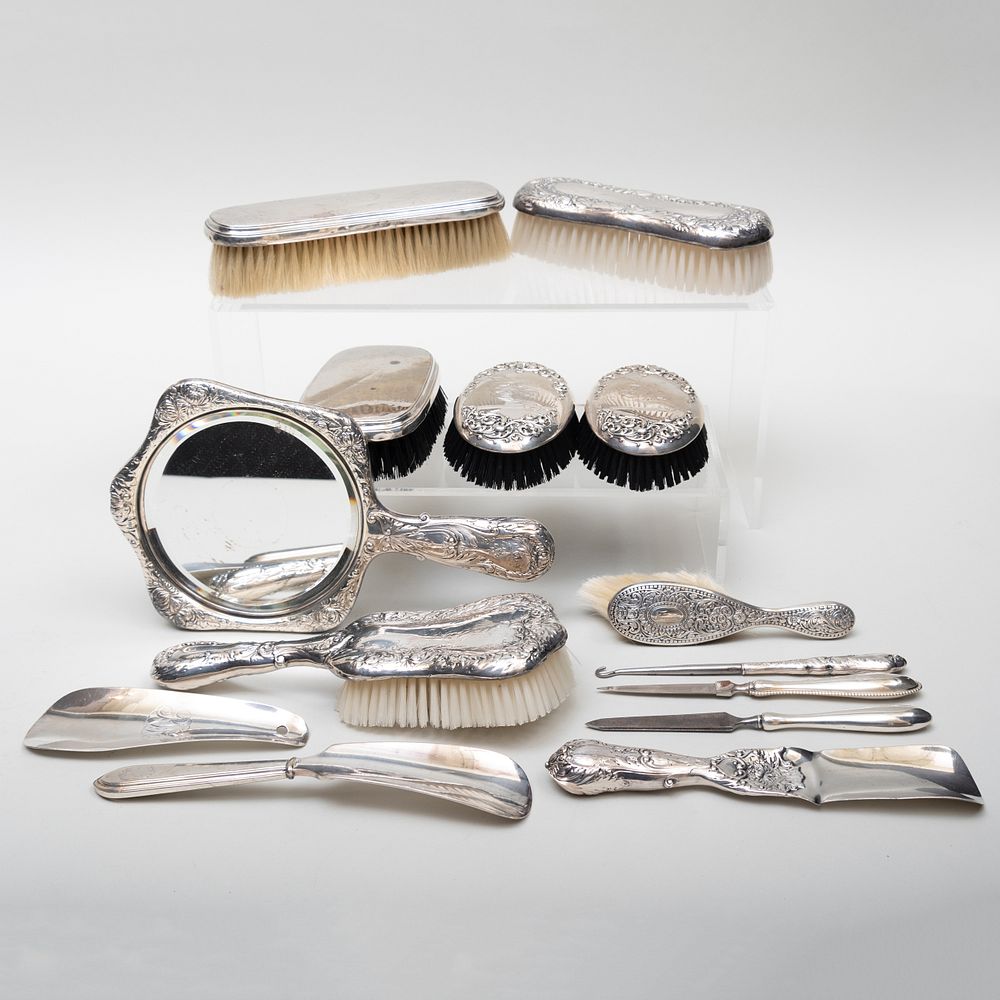 Appraisal: Group of American Silver Dressing Wares Comprising A Gorham silver