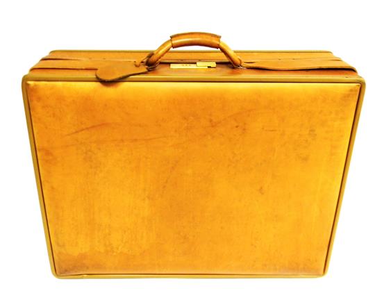 Appraisal: Hartman vintage leather suitcase l hard case with wrapped leather