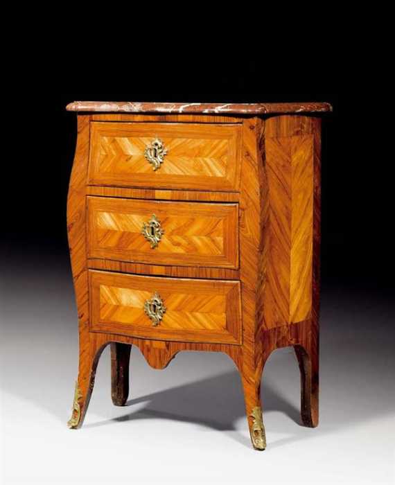 Appraisal: SMALL CHEST OF DRAWERS Louis XV stamped J B GALET