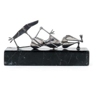 Appraisal: Oswaldo Vigas Venezuelan - Sterling Silver Sculpture on Marble Base