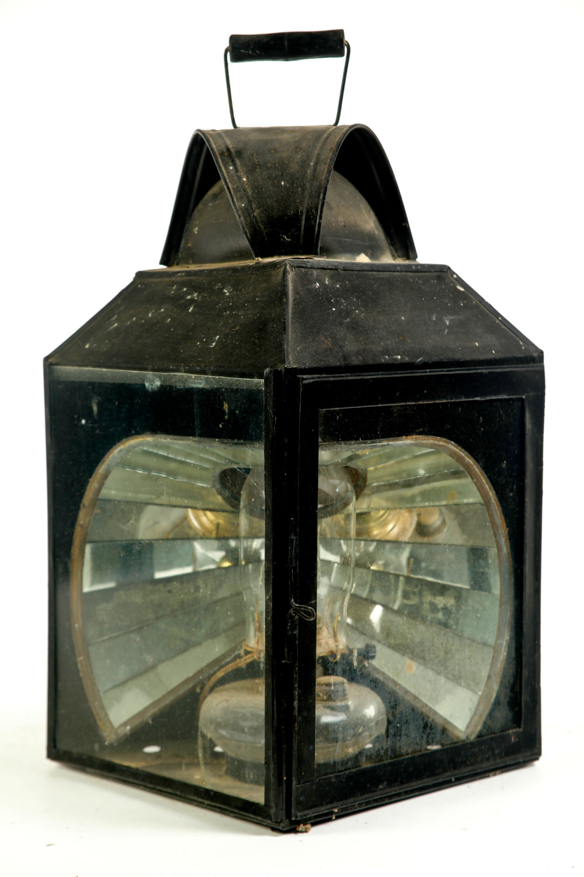 Appraisal: LARGE LAMP WITH REFLECTORS American late th century tin Large