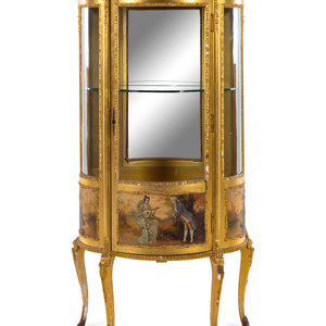 Appraisal: A Louis XV Style Giltwood and Vernis Martin Vitrine Late