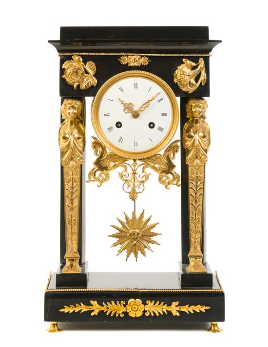 Appraisal: Sale Lot An Empire Gilt Bronze Mounted Marble Mantel Clock