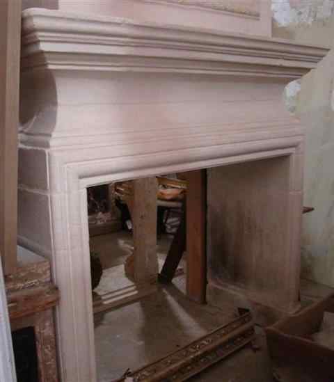 Appraisal: FRENCH LOUIS XVI STYLE LIMESTONE CHIMNEY PIECE FIREPLACE SURROUND possibly