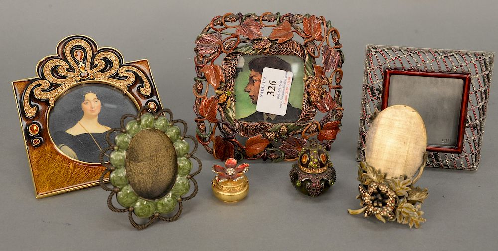 Appraisal: Jay Strongwater eight piece enameled group to include enameled and