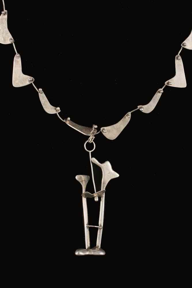 Appraisal: MODERNIST SILVER NECKLACE - Modernist Silver Necklace in the manner