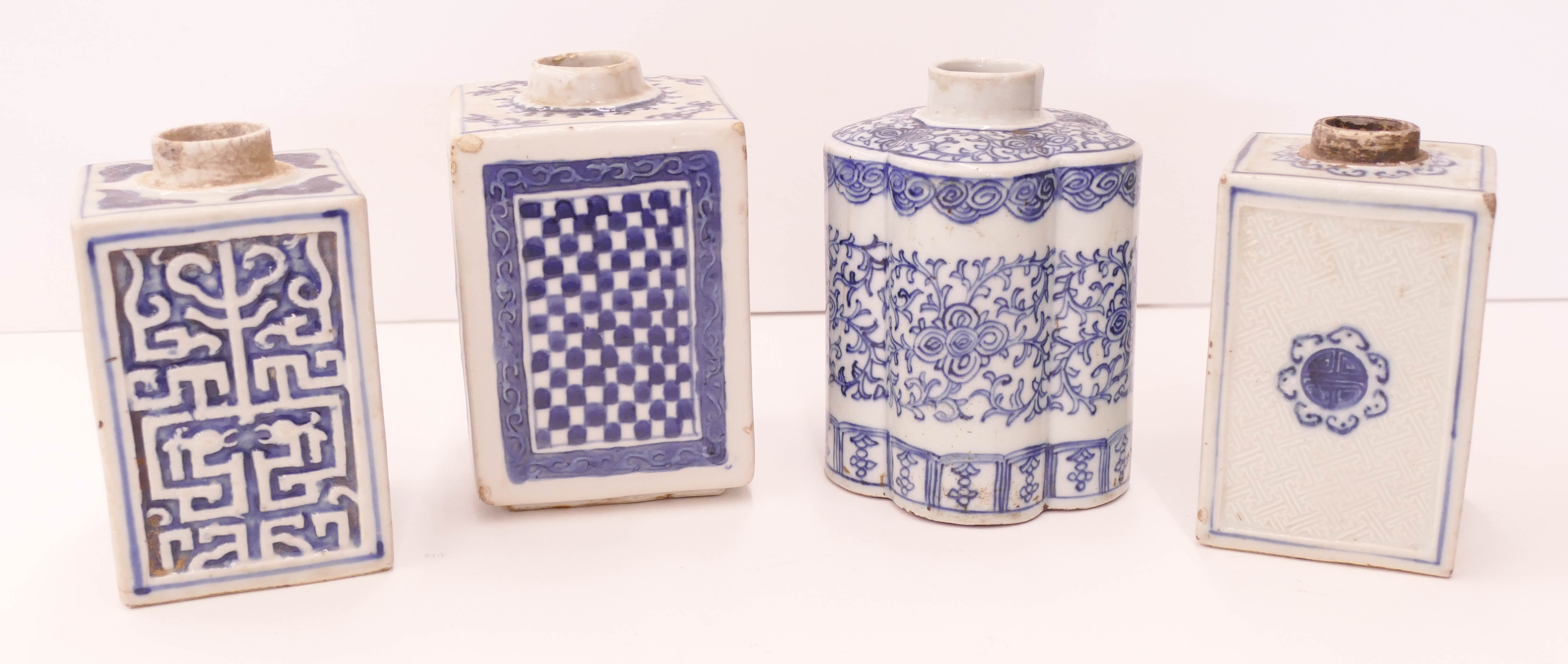 Appraisal: pc Chinese Qing Blue and White Tea Jars ''x ''