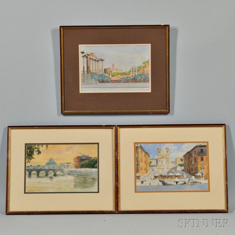 Appraisal: Three Framed Watercolors Anna Sofia Palm de Rosa Swedish -