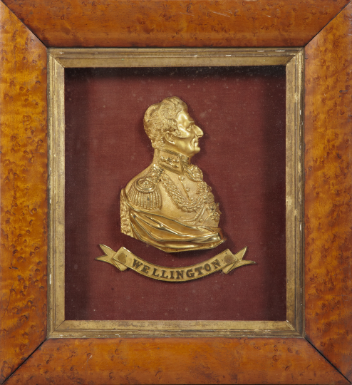 Appraisal: Good English Gold-Lacquered Brass Relief Silhouette Portrait of Arthur Wellesley