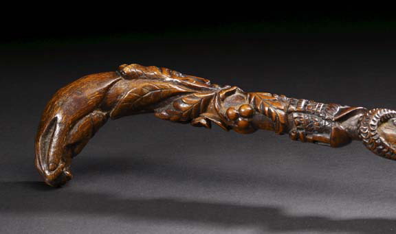 Appraisal: Continental Elaborately Carved Hardwood Walking Stick fourth quarter th century