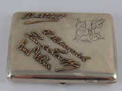 Appraisal: A Russian silver cigarette case with applied yellow metal signature