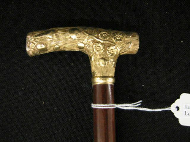 Appraisal: Victorian Gold-Filled Handled Cane fine floral