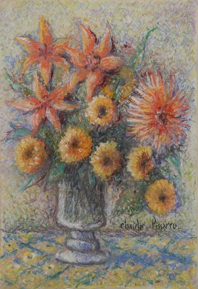 Appraisal: PISSARRO H Claude Pastel on Paper Floral Still Life Signed