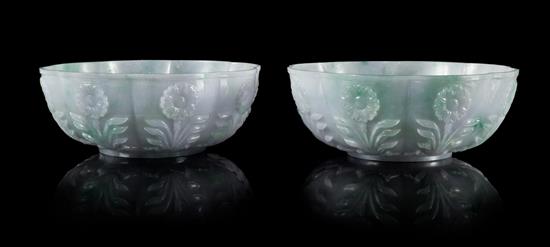 Appraisal: Sale Lot A Pair of Mughal Style Jadeite Bowls each