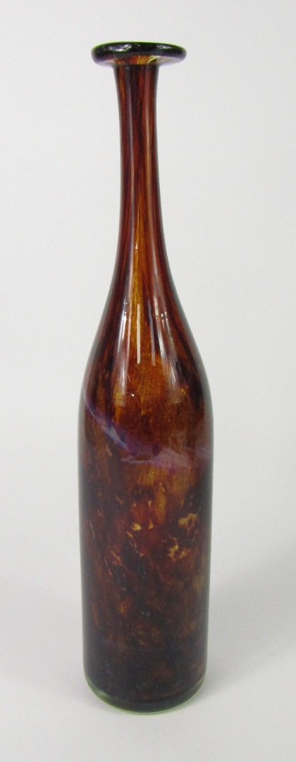 Appraisal: A Michael Harris Mdina glass bottle of attenuated form swirling