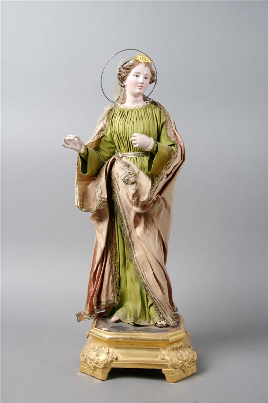 Appraisal: A Continental Figure of a Female Saint Height inches