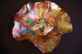 Appraisal: CARNIVAL GLASS BOWL HORSE HEAD MOTIF